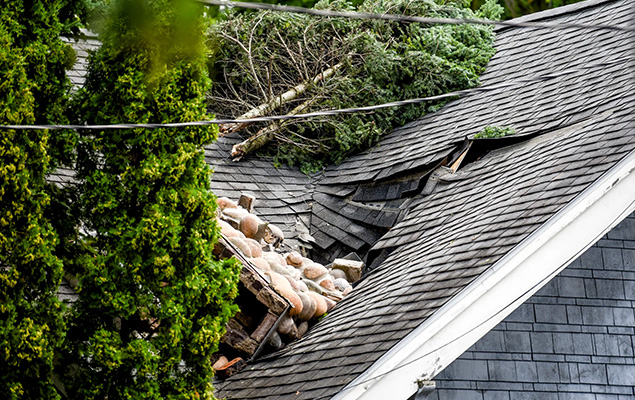 storm damage fallen chimney